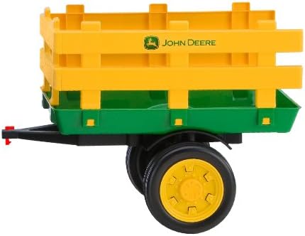 Peg Perego John Deere Stake-Side Trailer, Extra Large Accessory for 12 Volt Tractors, Green