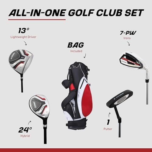 Precise MDX II - Teen Complete Golf Club Set | Titanium Driver, Stainless Hybrid, Irons Through Wedge, Putter, Stand Bag, Headcovers, Ages 13-16, Left/Right