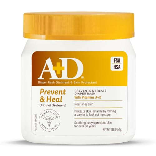 A+D Original Diaper Rash Ointment Prevents & Treats Diaper Rash, Moisturizing Skin Protectant with Vitamins A & D