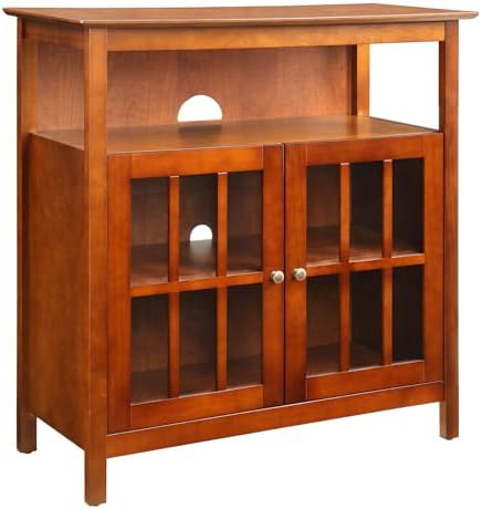 Convenience Concepts Big Sur Highboy TV Stand with Storage Cabinets and Shelves in White Finish