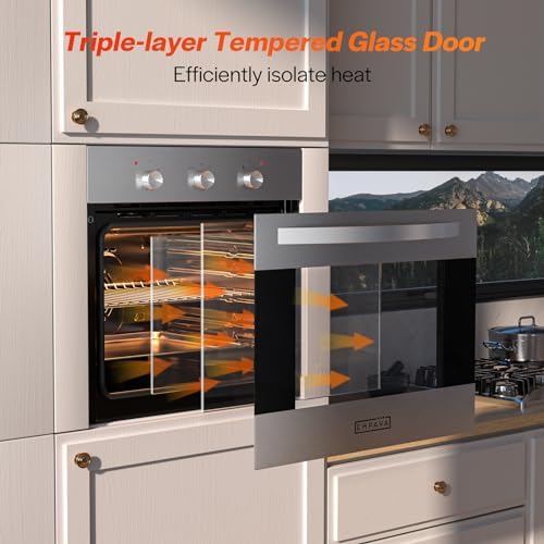 Empava 24" Electric Single Wall Oven with 6 Cooking Functions | Mechanical Knobs Control in Stainless Steel