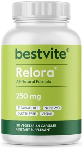 BESTVITE Filler-Free Relora 250mg (120 Veg Caps) - Clinically Researched | No Stearates – Vegan – No Fillers – Supports the Management of Occasional Stress* - Easy to Swallow Capsules