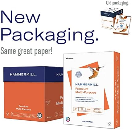 Hammermill Printer Paper, Premium Multipurpose Paper 20 lb, 8.5 x 11-5 Ream (2,500 Sheets) - 97 Bright, Made in the USA, 105910C