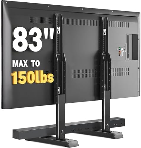 TAVR Universal Table Top TV Stand for 27-65 inch TVs Holds up to 88 lbs | Height Adjustable TV Legs, Strong TV Base, Max VESA 800x500mm, Black