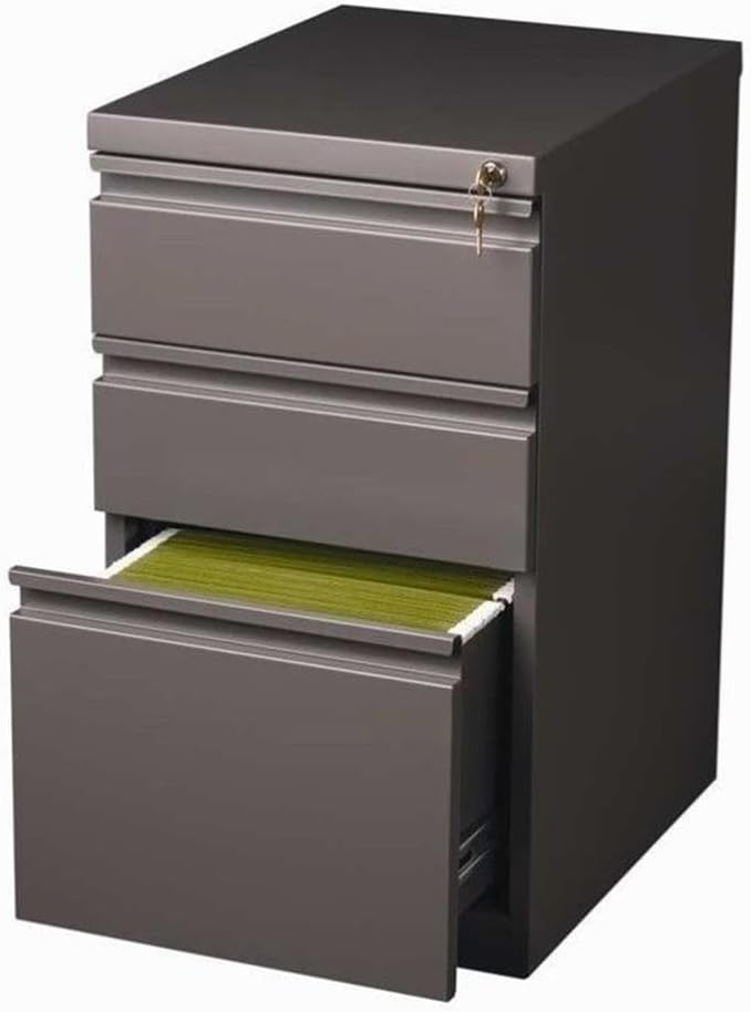 Pemberly Row 3 Drawers 27.75" Vertical White Metal Filing Cabinet Lockable Pre-Assembled Stationary Letter Size for Home, Office