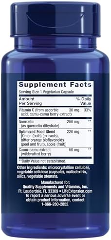 Life Extension Optimized Quercetin 250 mg Supports Immune Health, Heart Health, Non-GMO