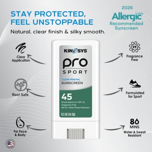 KINeSYS Fragrance Free Clear Spray Sunscreen for sensitive skin, SPF 50, Hypoallergenic, Broad Spectrum UVA/UVB protection for Face & Body; PABA and Oxybenzone FREE, 700+ Sprays, 4 Fl Oz/120 mL