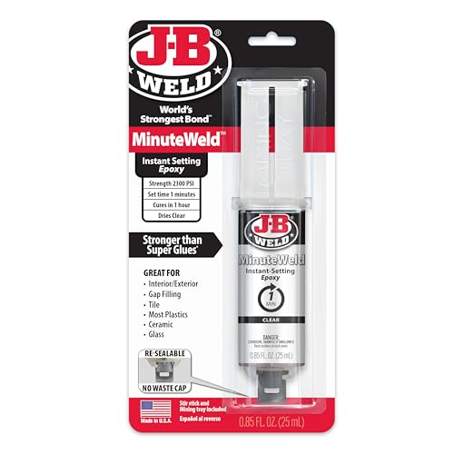 J-B Weld 50101 MinuteWeld Instant-Setting Epoxy Syringe - Clear - 25ml, 0.85 Fl Oz (Pack of 1)