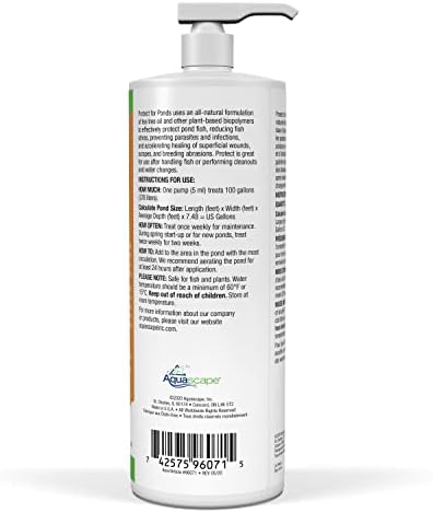 Aquascape Protect Water Treatment Koi and Fish Ponds, All-Natural Formulation Effectively Reduces Fish Stress and Promotes Fish Health | 4 (32-Ounces)