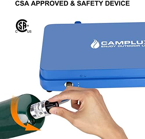 CAMPLUX 2 Burners & 1 Grill Propane Camping Stove, 15, 000 BTU Portable Outdoor Propane Camping Grill Burner with Free Standing Legs