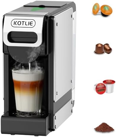 KOTLIE 19 Bar Single Serve Coffee Maker for K*cup, Nes Original, Dol*e Gusto, and Grounds, 34 Oz Reservoir with 7 Water Flow Settings, Ideal for Homes