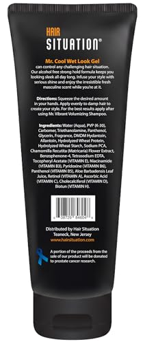 Hair Situation Mr. Cool Wet Look Strong Hold Hair Styling Hair Gel, High Shine, Anti-Humidity Shield, Anti-Frizz Fly Away, Alcohol-Free