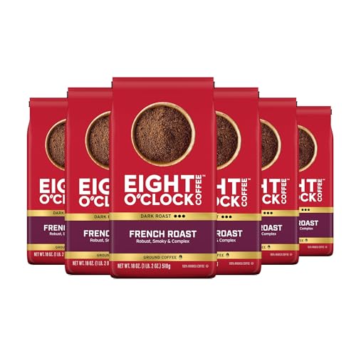 Eight O'Clock Coffee French Roast, 12 Ounce (Pack of 6) Dark Roast Ground Coffee, Robust, Smoky & Complex, 100% Arabica