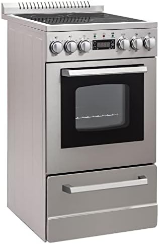 Avanti Electric Range Oven ELITE Series Compact Design, 2-Cu.Ft. Capacity with 4 Coil Burners, Framed Glass Oven Door