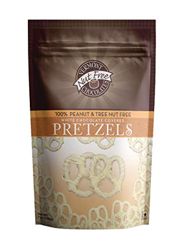 Vermont Nut Free Chocolates Dark Chocolate Covered Mini Twist Pretzels | 7 Ounce Bag, Peanut And Tree Nut Free, Egg-Free, Kosher Certified, Allergy Friendly, Safe for School Snacks