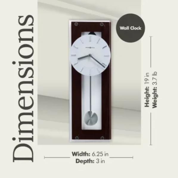 Howard Miller Emmett II Wall Clock – Espresso Finish, Silver Pendulum, Chrome Accents, Quartz Movement, Modern Pendulum Wall Clock