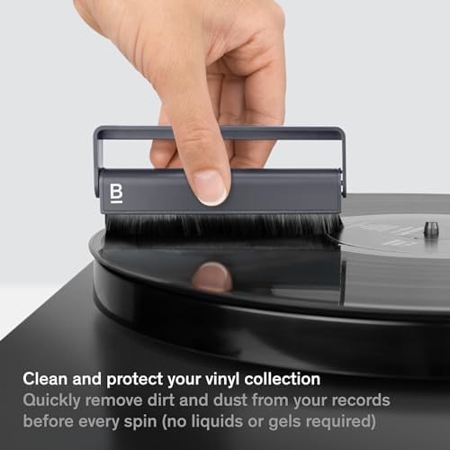 Record Cleaner Brush - Carbon Fiber Anti-Static Vinyl Brush | Soft Conductive Bristles for Gentle Vinyl Record Cleaning & Dust Removal - Essential