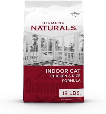 DIAMOND NATURALS Indoor Adult Dry Cat Food, Chicken & Rice, 18lb | With Real Chicken for Great Taste | Omega Fatty Acids to Help Support Skin & Coat Health | Taurine for Heart & Eye Health