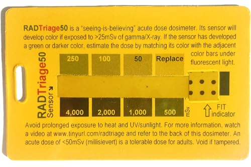 RADTriage Model50 Dosimeter & Self-indicating Instant Alert Dosimeters Practically Non-Destructible, Tamper Resistant