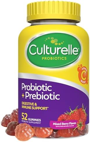 Daily Probiotic Gummies for Women & Men, Berry Flavor, 52 Count, Naturally-Sourced Daily Probiotic + Prebiotic