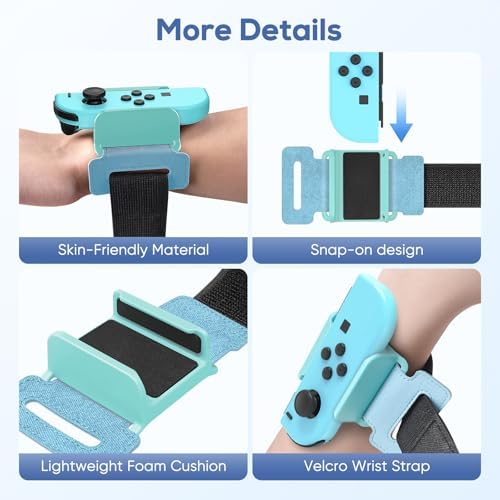 YUANHOT Adjustable Wrist Bands for Switch Joy-Con, Dance Workout, 2 Pack