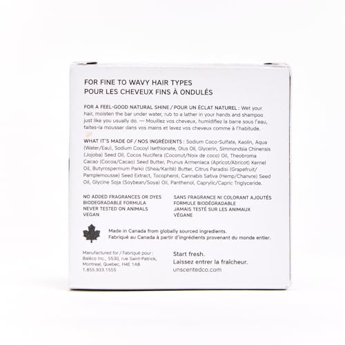 The Unscented Company Clarifying Shampoo Bar, For Fine to Wavy Hair Types, 2.3 oz (65 g)