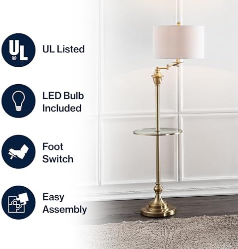 JONATHAN Y Cora 60" Metal Swing Arm Floor Lamp, Oil Rubbed Bronze/Clear