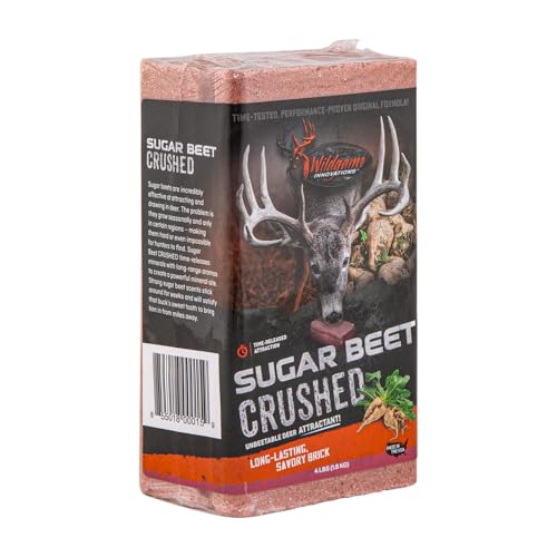 WILDGAME INNOVATIONS Sugar Beet Crushed 4lb Brick Deer Attractant | Easy-to-Use Long-Lasting Powerful Time-Released Sweet Mineral Block for Deer