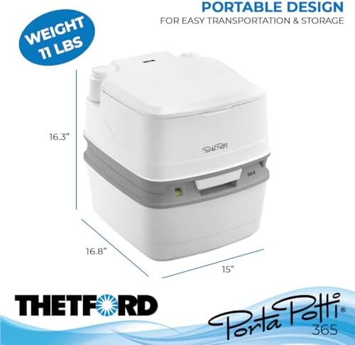 Porta Potti Thetford Porta Potti 365 Portable Toilet (for RV, Marine, Camping, Vans, Trucks, Healthcare) 92820, White