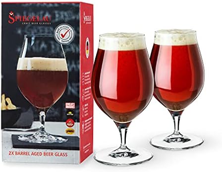 Spiegelau Barrel Aged Tulip Beer Glasses, Stylish Crystal Drinking Glasses for Craft Beers, Stouts, Belgian Ales, Sours, Cocktails, Gifts for Men, Bachelor Party, Elegant Glassware, 17.7 oz, Set of 2