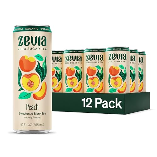 Zevia Zero Sugar Tea, Hibiscus Tea with Passionfruit Caffeine Free, 12 oz Cans (12-Pack) – Naturally Sweetened, Zero Calorie Sugar Free - Non-GMO Project Verified, Gluten-Free, Vegan