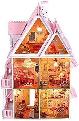 NWFashion Wooden Dream Dollhouse DIY Kits 3D Puzzle for Christmas Party Halloween House (Dream House)