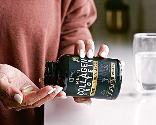 Multi Collagen Peptides Pills (Types Ⅰ, Ⅱ, Ⅲ, Ⅴ, Ⅹ) Grass Fed Collagen Pills (180 Capsules) - Hydrolysate Collagen Protein Blend for Hair