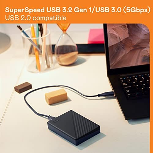 WD 4TB My Passport, Portable External Hard Drive, Black, backup software with defense against ransomware, and password protection
