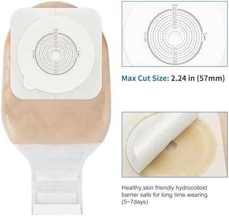 21 Pcs Colostomy Bags, Two-Piece Ostomy Pouches, 15-57mm Cut-to-Fit
