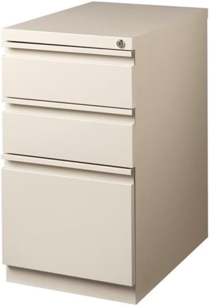 Pemberly Row 3 Drawers 27.75" Vertical White Metal Filing Cabinet Lockable Pre-Assembled Stationary Letter Size for Home, Office
