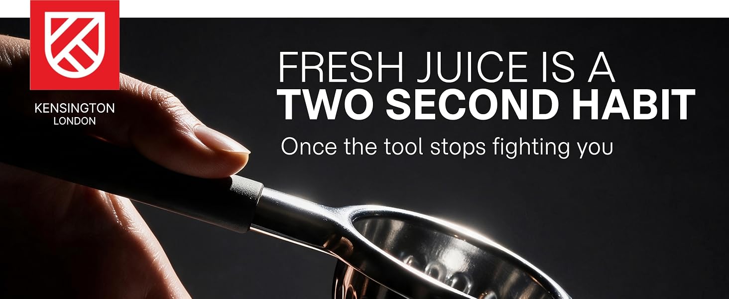 Kensington London hand juicer squeezer stainless steel, manual citrus press for fresh juice