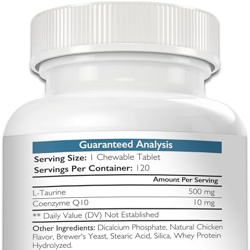 Taurine for Dogs, Support for a Healthy Heart Function, Resist Inflammatory Diseases, with Coenzyme Q10 to Help Manage Heart Failure and DCM in Dogs