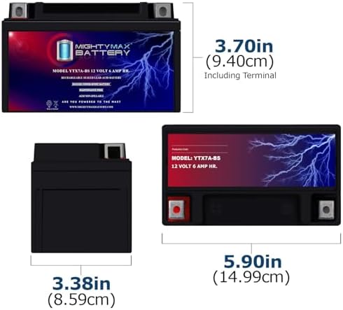 Mighty Max Battery YTX7A-BS -12 Volt 6 AH, 105 CCA, Rechargeable Maintenance Free SLA AGM Motorcycle Battery