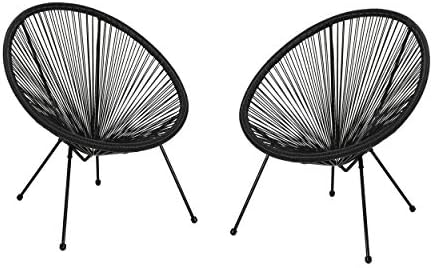 GDFStudio Noble House Anson Outdoor Hammock Weave Chair in Teal and Black (Set of 2)