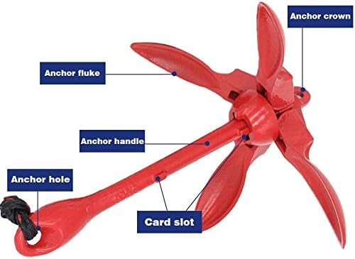 ISURE MARINE Kayak Anchor Kits Portable Folding Grapnel Anchor Buoy Kit Canoe Kayak Raft Boat Sailboat Fishing 3.5 lbs Marine Rope for Small Boats