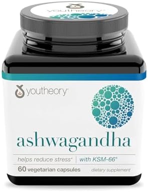 Youtheory Ashwagandha, 1,000 mg, 60 Vegetarian Capsules, 30-Day Supply