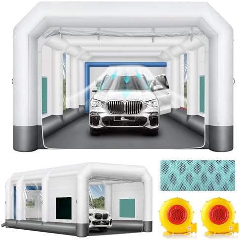 GORILLASPRO Portable Inflatable Paint Booth 26x15x10Ft, Inflatable Spray Booth with 2 Blowers (950W+950W)