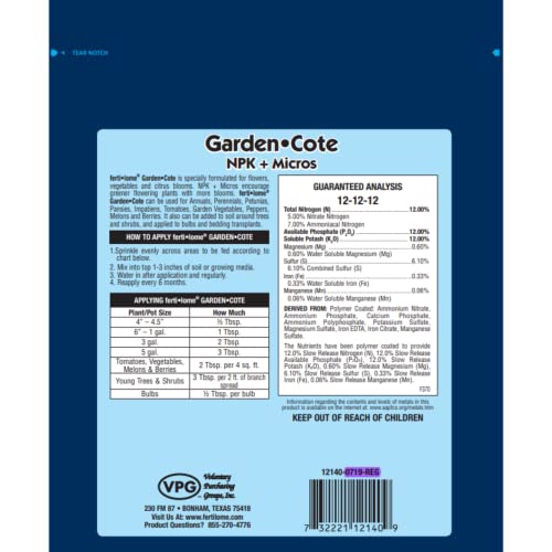 Fertilome (12141) Garden Cote Fertilizer 12-12-12 Slow Release, 4.5 lb