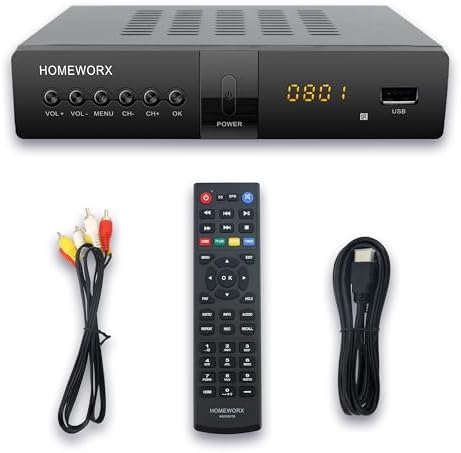 ATSC Digital Converter Box with TV Tuner, TV Recording, USB Multimedia Function, 1080P HDMI, Metal Case, Clear QAM, by Mediasonic HomeWorx (HW250STB)