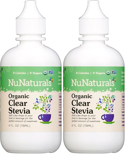 NuNaturals Organic Liquid Stevia Sweetener, Clear Unflavored, Plastic, 4oz