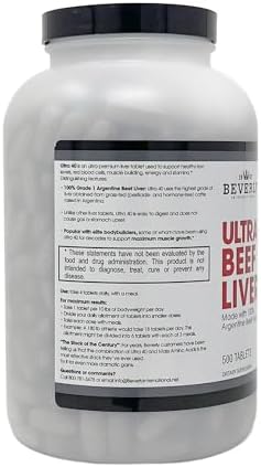 Beverly International Ultra 40 Grass Fed Desiccated Beef Liver, 500 Tabs | 100% Argentine Beef Liver, Golden-Era Secret for Boosting Muscle Growth, Stamina & Performance