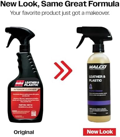 Malco Leather & Plastic Cleaner – Penetrates Deep to Remove Dirt, Grime and Oily Soils/Restores Leather, Plastic and Vinyl/Leaves Surfaces Clean, Shiny and Film-Free / 1 Gallon (100101)