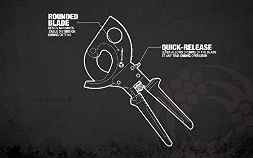 Southwire Cable Cutter Tool - Ratcheting Action for Smooth, Controlled Cuts - Hardened Steel Blades - Molded Grip - Cuts Copper & Aluminum Wire - 750 MCM Capacity