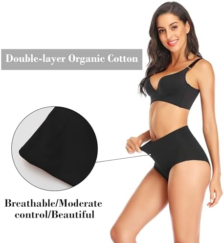 Womens Tummy Control Underwear Cotton High Waisted Full Briefs